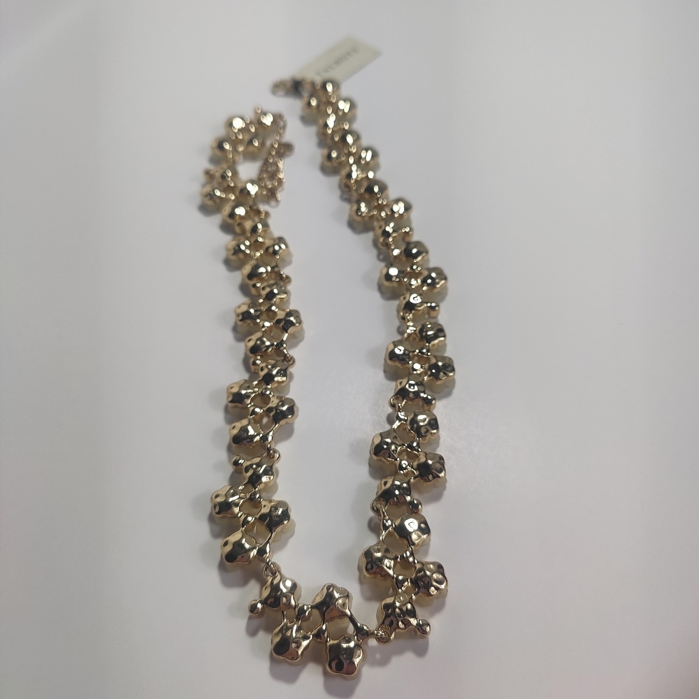 Talbots Flower Rhinestone Statement Necklace Crea… - image 4
